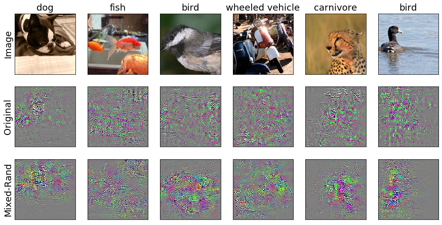 Saliency maps for models trained on original versus on Mixed-Rand